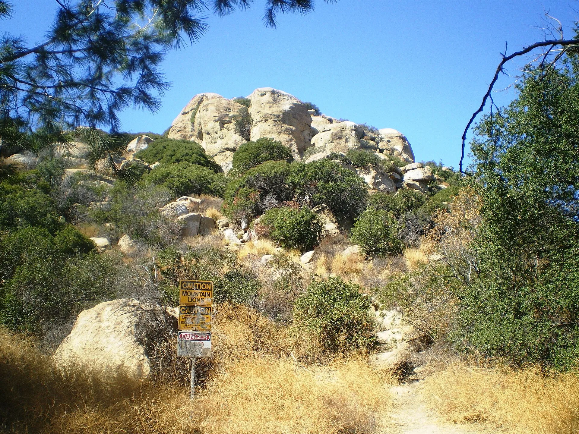Sandstone outcrops above chaparral at Stoney Point
